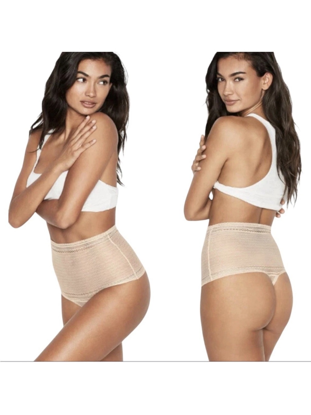 Victoria's Secret Incredible Thong Panty High Waist Lace Blush Pink 2 Pack Small